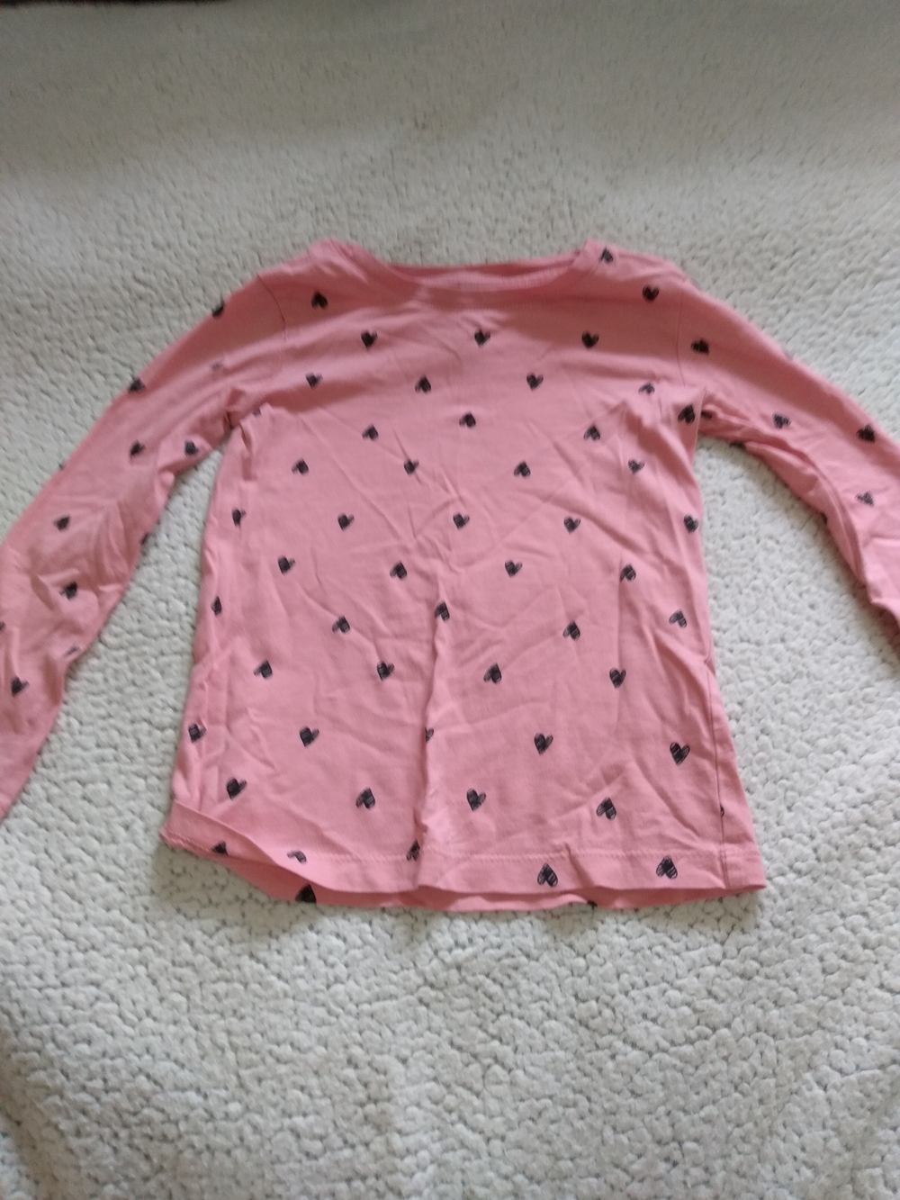 George Pink Long-Sleeve Tee with Black Heart Print